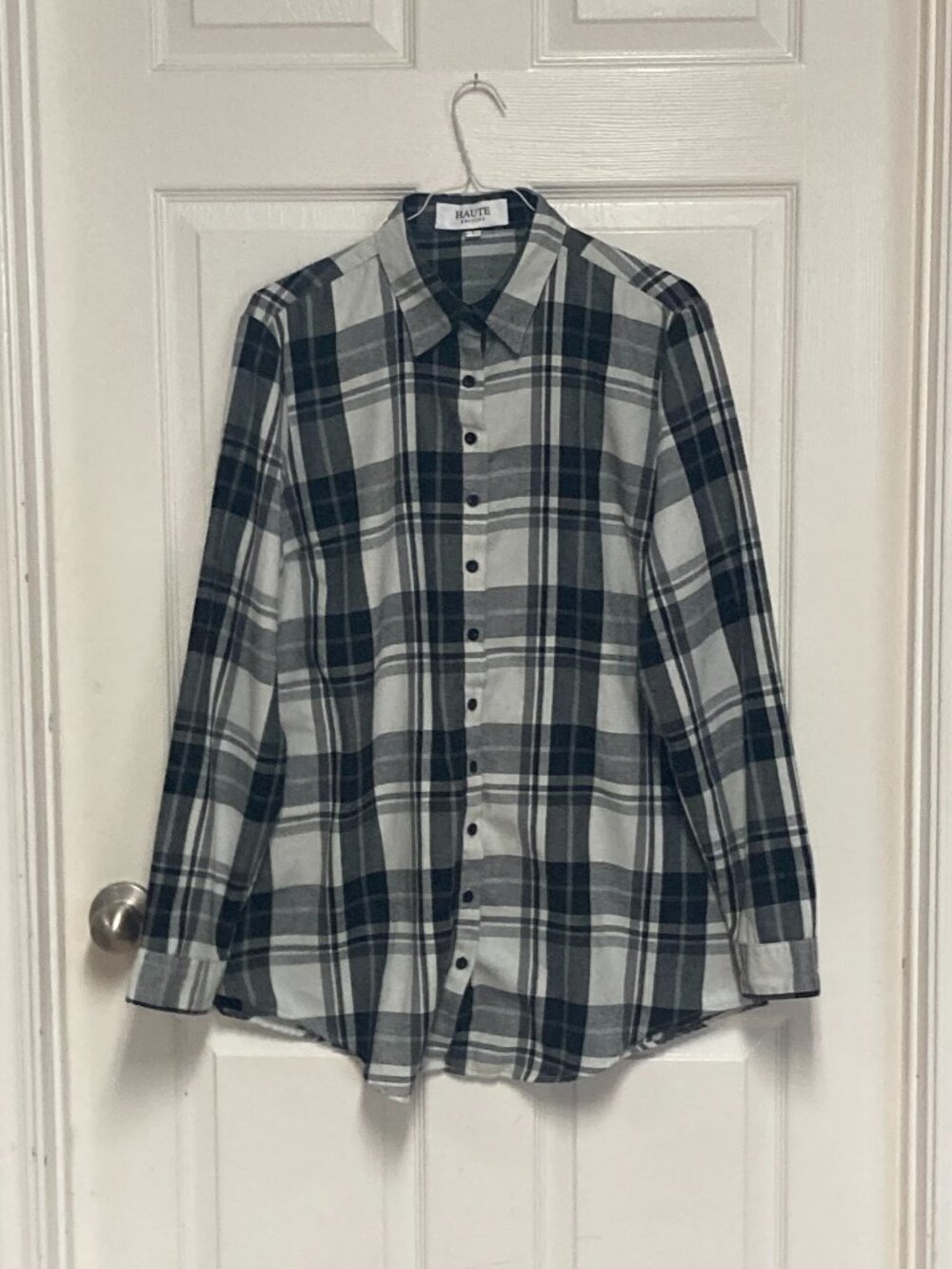 Flannel Women's Blouse by Haute Edition black and white sze large